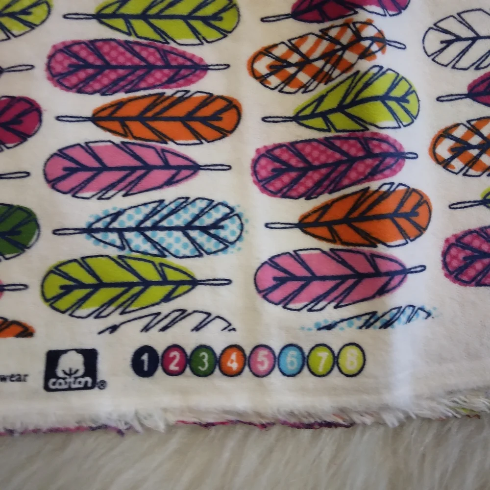 FABRIC Colorful Feather Print Fabric by Joann flannel 100% Cotton
